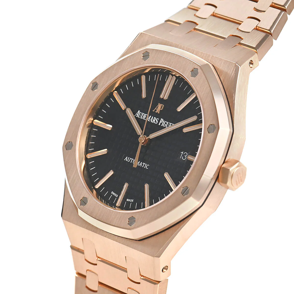 Audemars Piguet Royal Oak Watch Black Dial Rose Gold - Image 3