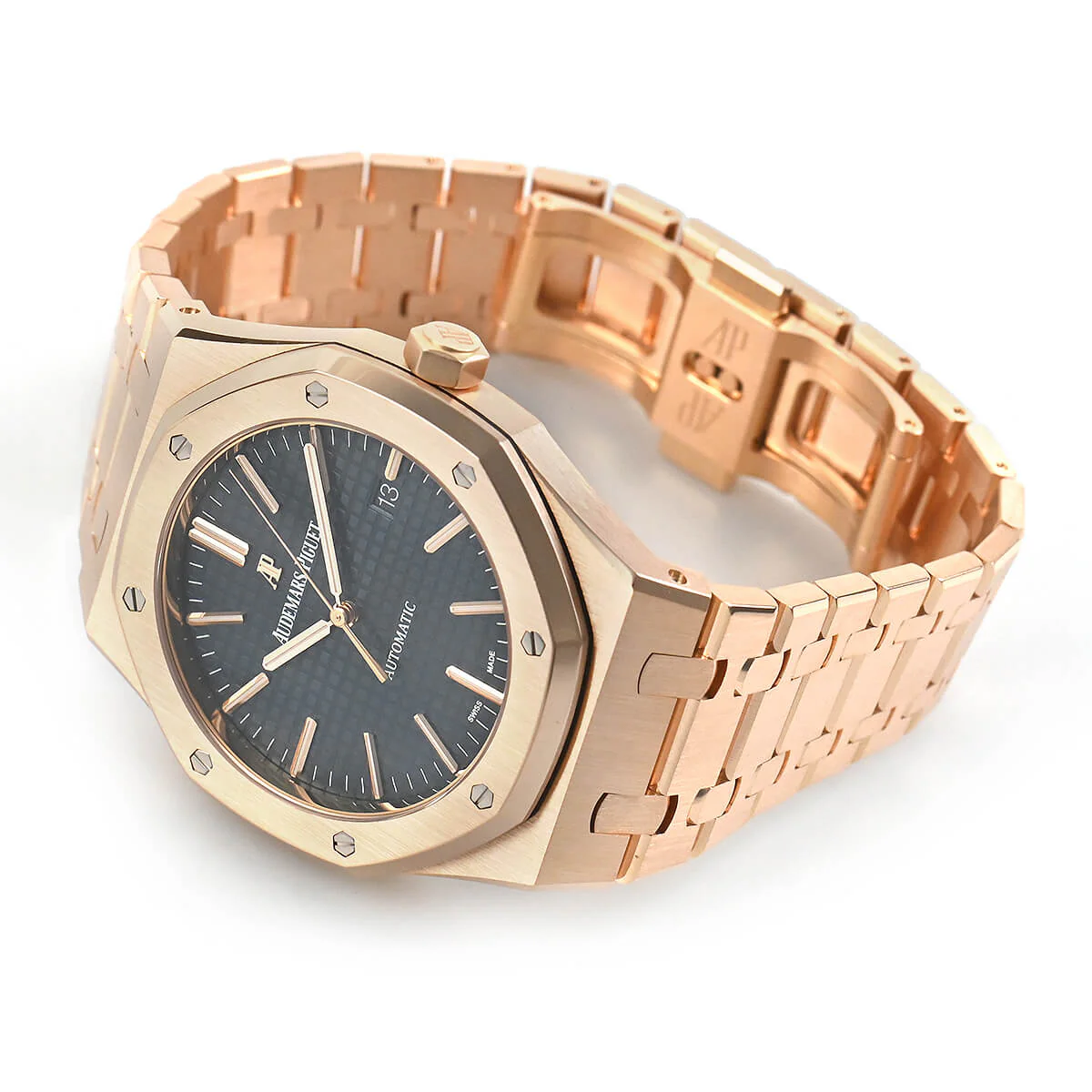 Audemars Piguet Royal Oak Watch Black Dial Rose Gold - Image 4