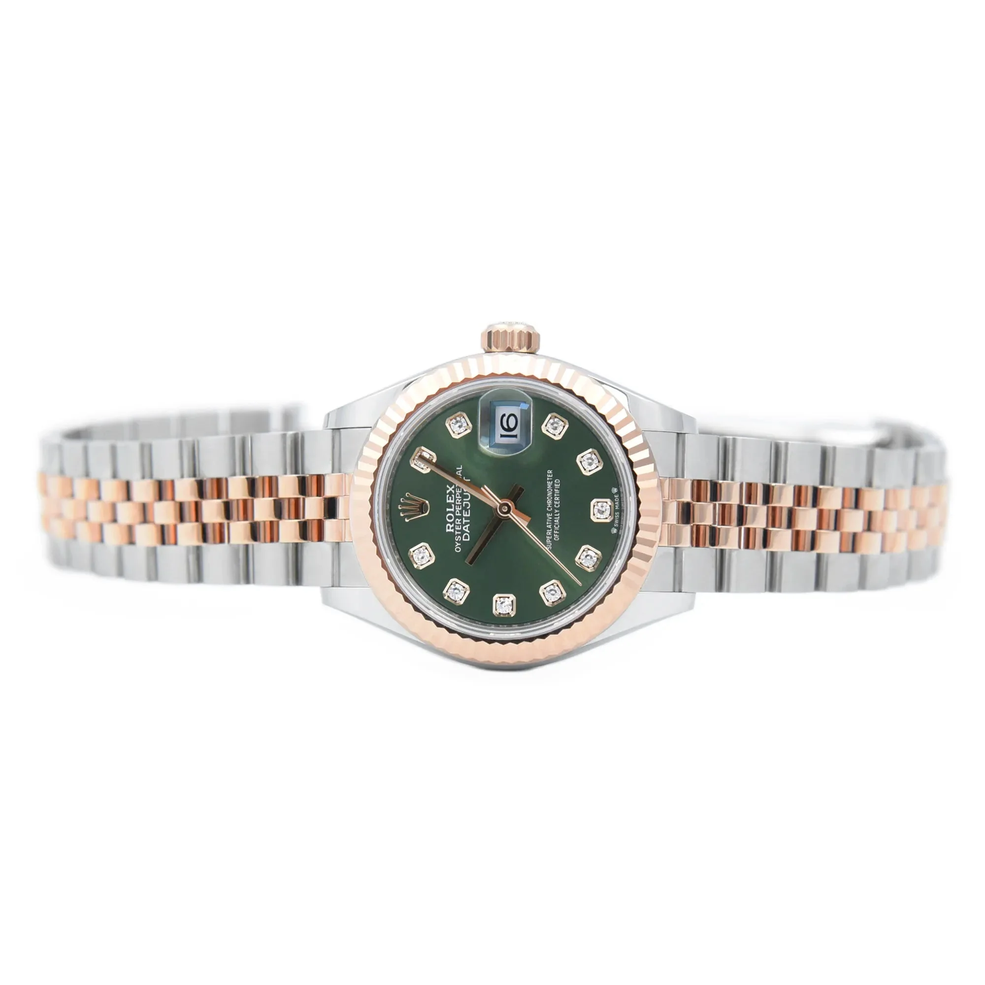 Rolex Datejust Green Lady-Datejust Oyster Oystersteel And Everose Gold And Crystal - Image 6