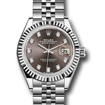 Rolex Datejust Steel White Gold Diamond Dial Ladies Watch - Image 6