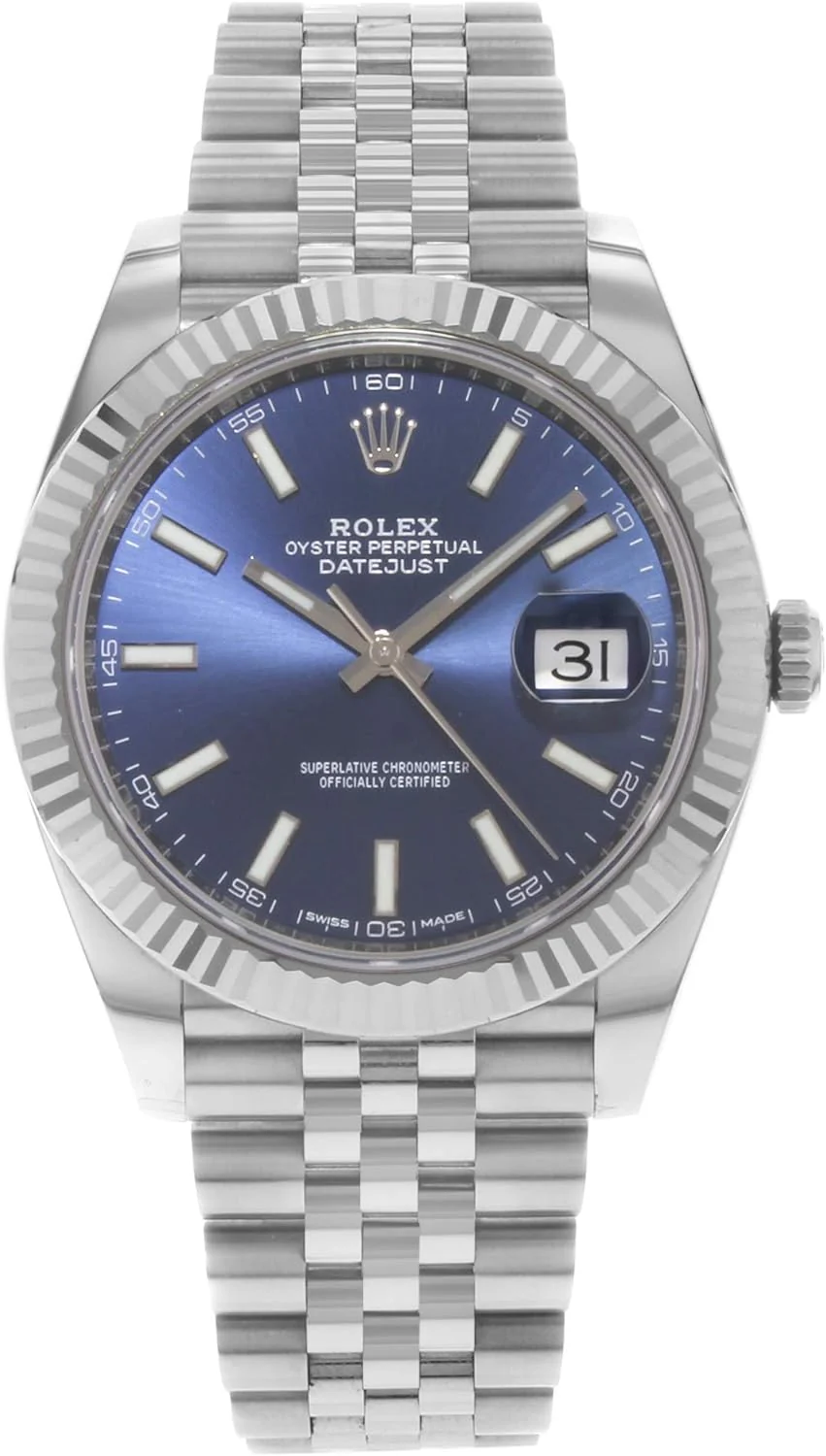 Rolex Datejust 41 Blue Dial Baton Index Luxury Men's Wristwatch - Image 7