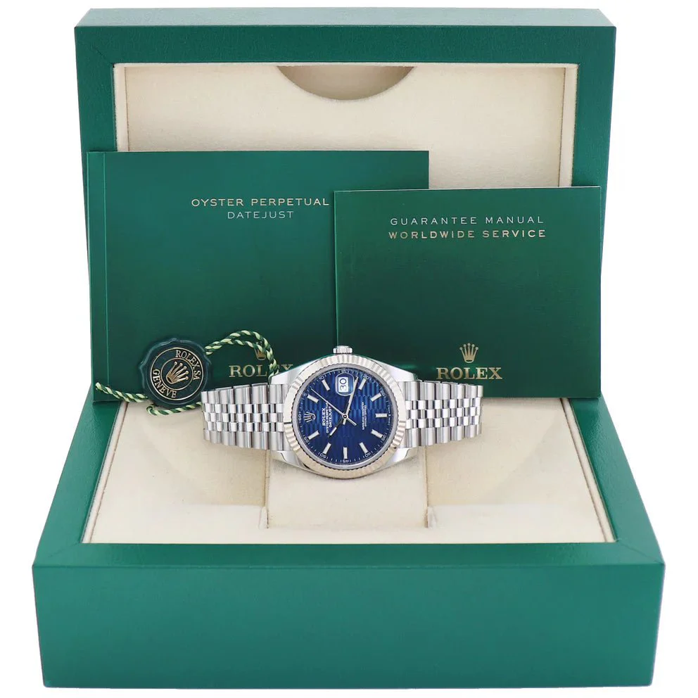 Rolex Datejust 41mm Blue Dial Baton Index Luxury Men's Wristwatch - Image 5