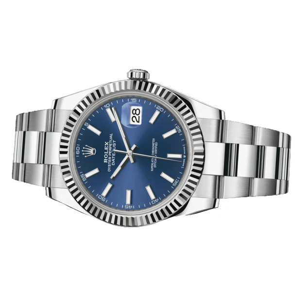 Rolex Datejust 41mm Blue Dial Baton Index Luxury Men's Wristwatch - Image 6