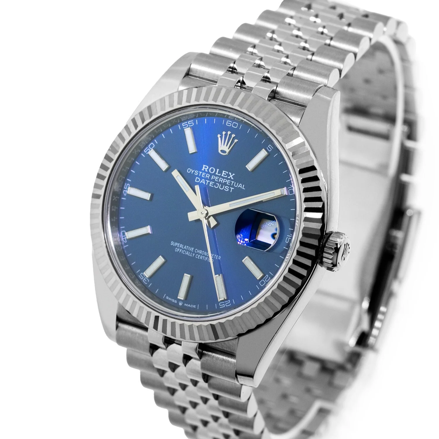 Rolex Datejust 41mm Blue Dial Baton Index Luxury Men's Wristwatch - Image 7