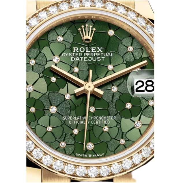 Rolex Datejust Oyster Diamonds and Yellow Gold  Green Dial - Image 4