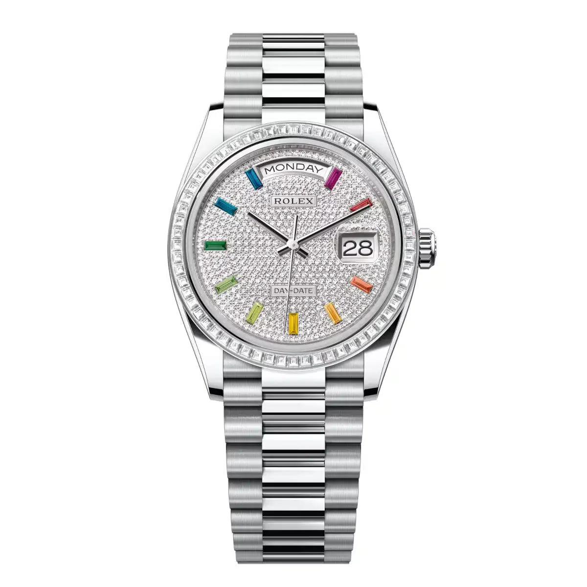 Rolex Day-Date 36 Oyster, 36 mm, White Gold and Diamonds Dial Crystal Bracelet - Image 4