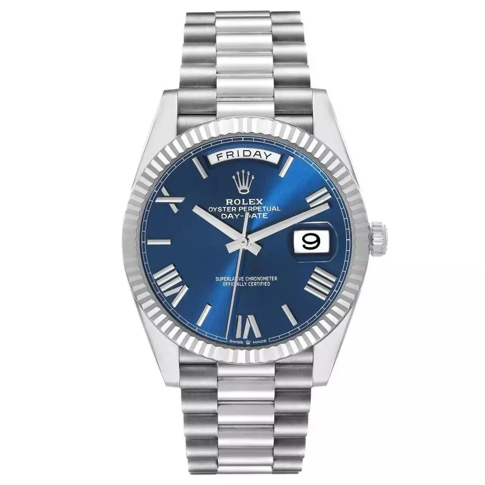Rolex Day-Date 40mm Blue Ombré Roman Dial Fluted Bezel President Bracelet - 228236 - Image 3