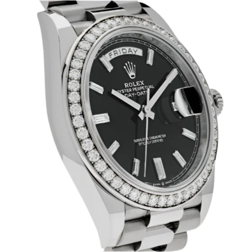 Rolex Day-Date Black Diamond Dial Men's White Gold - Image 3