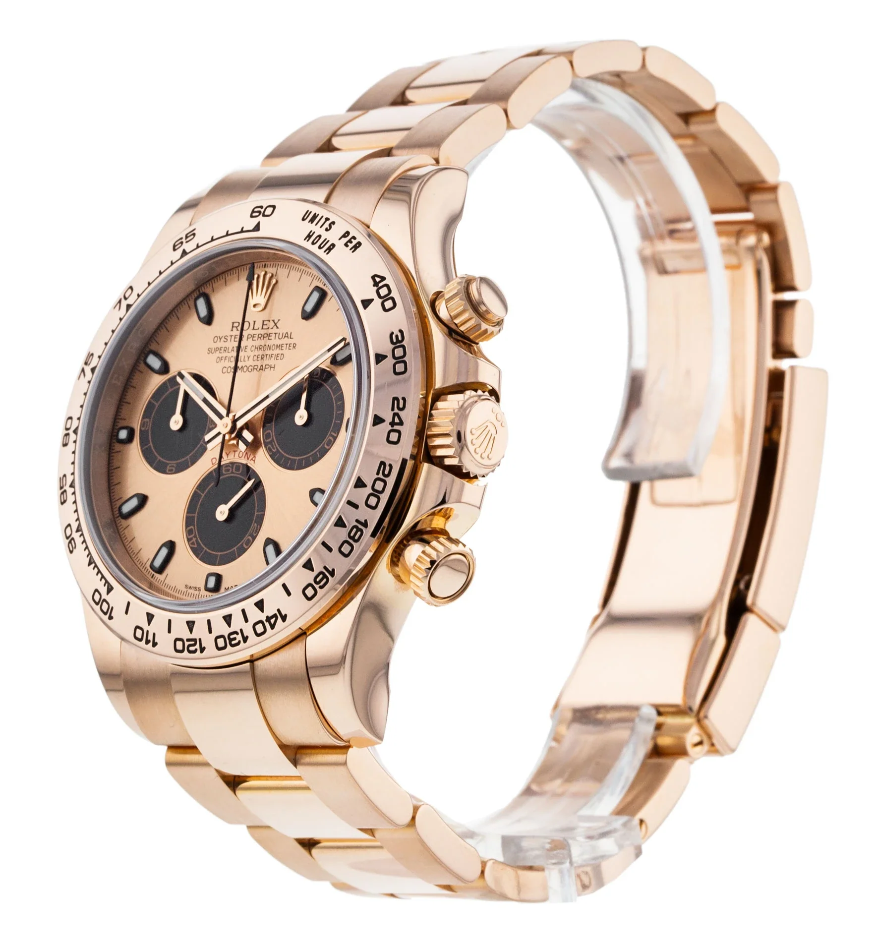 Rolex Daytona Pink Gold & Black Index Dial Gold Bezel Oyster Bracelet - Image 4