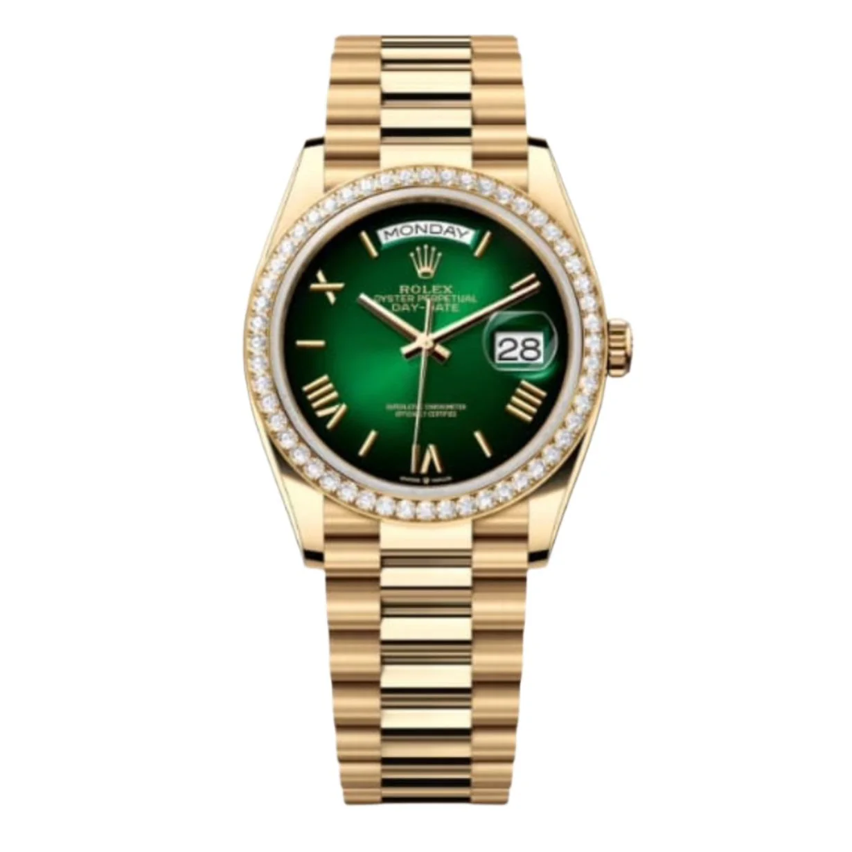 Rolex Day-Date 40mm Green Ombré Dial Diamond Set Bezel President