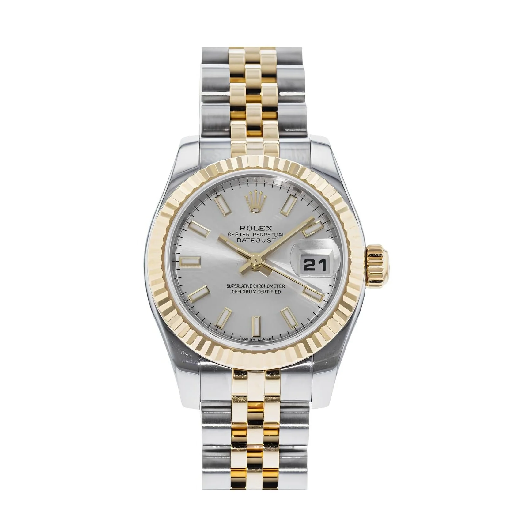 Rolex Silver Gold Stainless Steel Datejust 179173 Automatic Women's Wristwatch