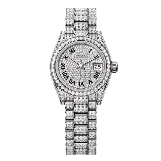 Rolex Lady-Datejust Oyster, 28 mm, white gold and diamonds