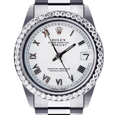 Rolex Lady-Datejust White Roman Dial Diamond Bezel Stainless Steel Oyster - Image 2